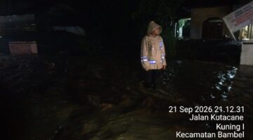 Banjir Susulan Terjang Desa Kuning I, Polsek Bambel Respon Cepat Amankan Jalur Nasional