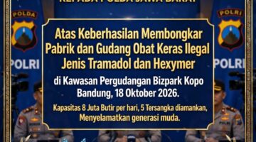 APRESIASI BIDANG PENDIDIKAN DPP XTC INDONESIA UNTUK POLDA JABAR ATAS PENGUNGKAPAN MEGA PABRIK OBAT KERAS ILEGAL DI BANDUNG